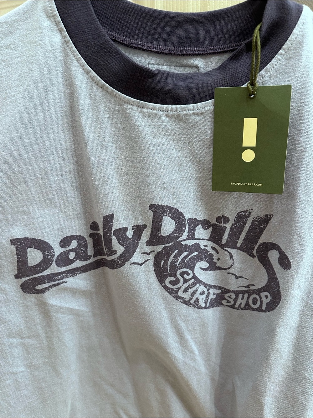 Daily Drills Light Gray Ringer Tee with Dark Gray Collar